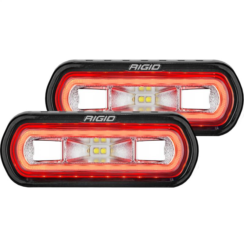 RIGID Industries - RIGID Industries RIGID SR-L Series Off-Road Spreader Pod, 3 Wire, Surface Mount, Red Halo, Pair 53122
