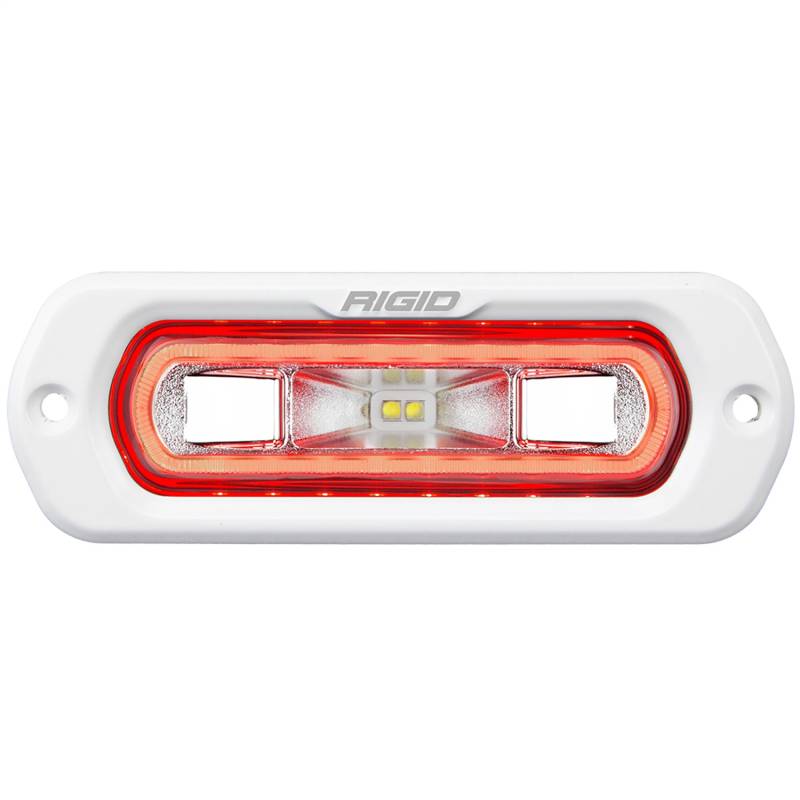 RIGID Industries - RIGID Industries RIGID SR-L Series Marine Spreader Pod, 2 Wire Flush Mount, White W/Red Halo 51202
