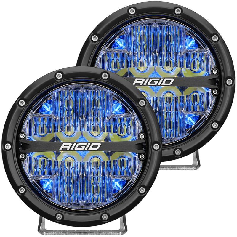 RIGID Industries - RIGID Industries RIGID 360-Series 6 Inch Off-Road LED Light, Drive Beam, Blue Backlight, Pair 36207