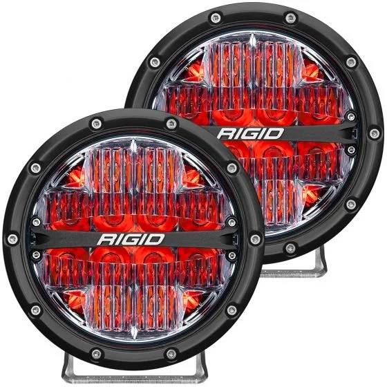 RIGID Industries - RIGID Industries RIGID 360-Series 6 Inch Off-Road LED Light, Drive Beam, Red Backlight, Pair 36205
