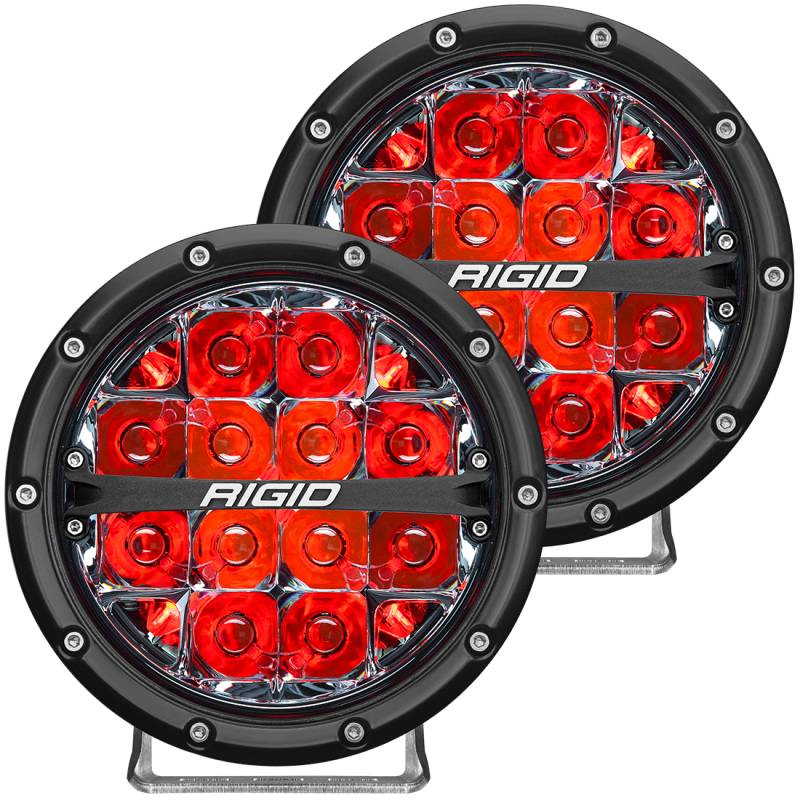 RIGID Industries - RIGID Industries RIGID 360-Series 6 Inch Off-Road LED Light, Spot Beam, Red Backlight, Pair 36203
