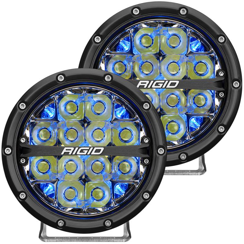 RIGID Industries - RIGID Industries RIGID 360-Series 6 Inch Off-Road LED Light, Spot Beam, Blue Backlight, Pair 36202