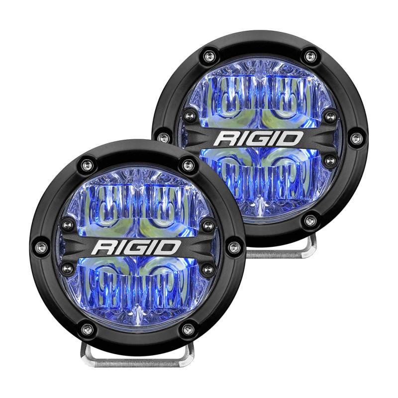 RIGID Industries - RIGID Industries RIGID 360-Series 4 Inch Off-Road LED Light, Drive Beam, Blue Backlight, Pair 36119