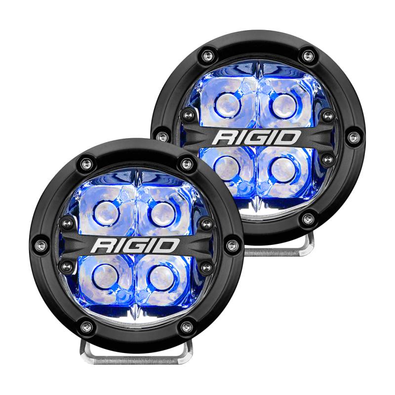 RIGID Industries - RIGID Industries RIGID 360-Series 4 Inch Off-Road LED Light, Spot Beam, Blue Backlight, Pair 36115