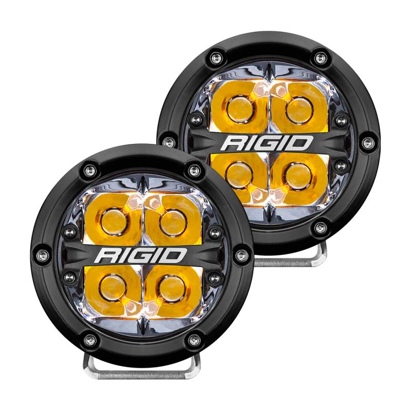 RIGID Industries - RIGID Industries RIGID 360-Series 4 Inch Off-Road LED Light, Spot Beam, Amber Backlight, Pair 36114