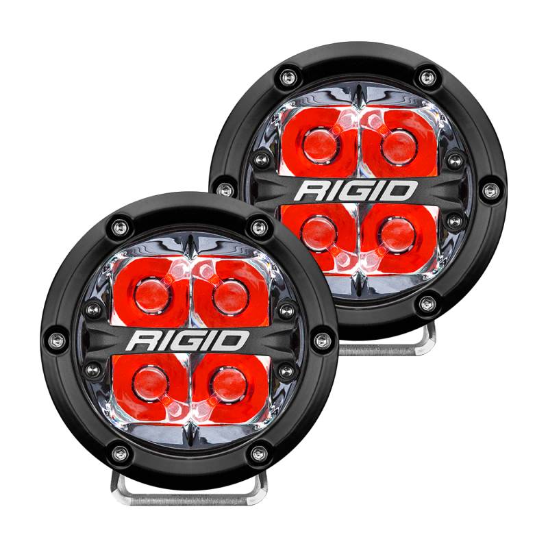 RIGID Industries - RIGID Industries RIGID 360-Series 4 Inch Off-Road LED Light, Spot Beam, Red Backlight, Pair 36112