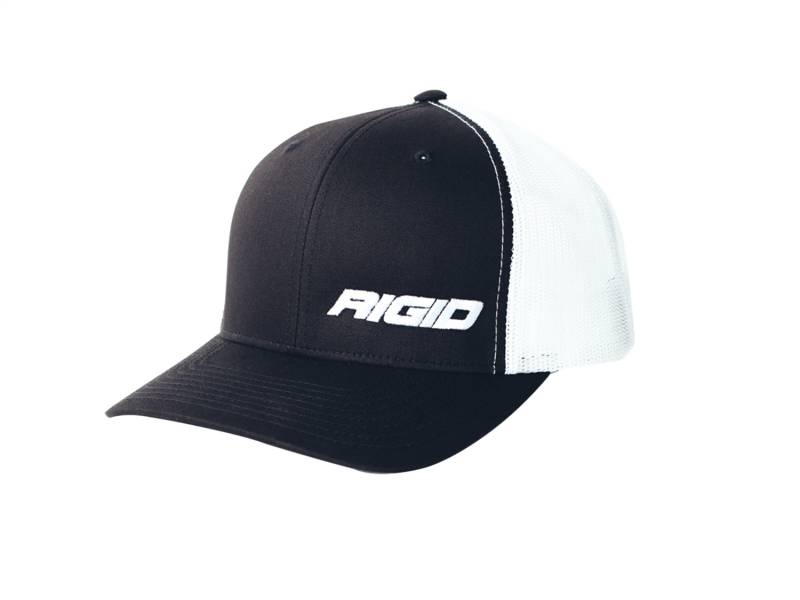 RIGID Industries - RIGID Industries RIGID Retro Trucker Hat With Offset Logo, Black Front, White Mesh Snapback 1029
