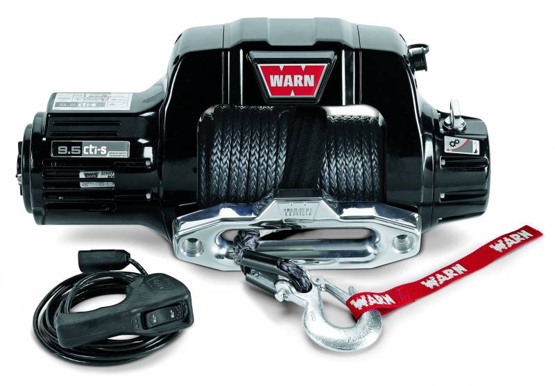 Warn - Warn 12 Volt 9500 LB Cap 100 Ft Synthetic Rope Hawse Fairlead Wired Remote 97600