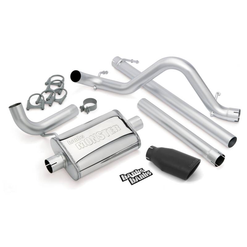 Banks Power - Monster Exhaust System Single Exit Black Ob Round Tip 07-11 Jeep 3.8L Wrangler Unlimited 4 Door Banks Power