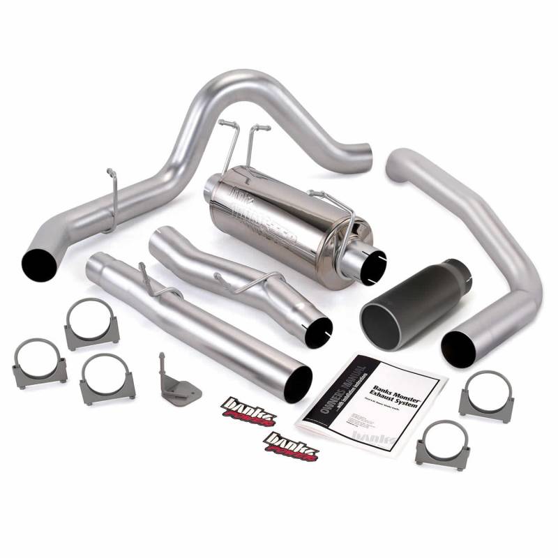 Banks Power - Monster Exhaust System Single Exit Black Round Tip 03-07 Ford 6.0L SCLB Banks Power