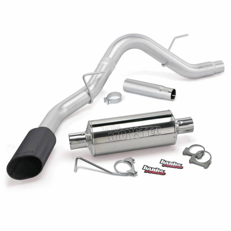 Banks Power - Monster Exhaust System Single Exit Black Ob Round Tip 15-19 F-150 2.7/3.5L EcoBoost 5.0L ECMB CCSB/MB Banks Power