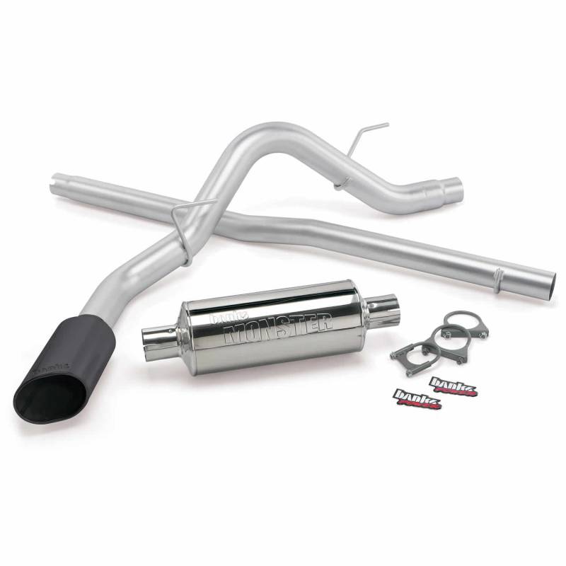 Banks Power - Monster Exhaust System Single Exit Black Ob Round Tip 06-08 Ford F-150/Lincoln CCMB Banks Power