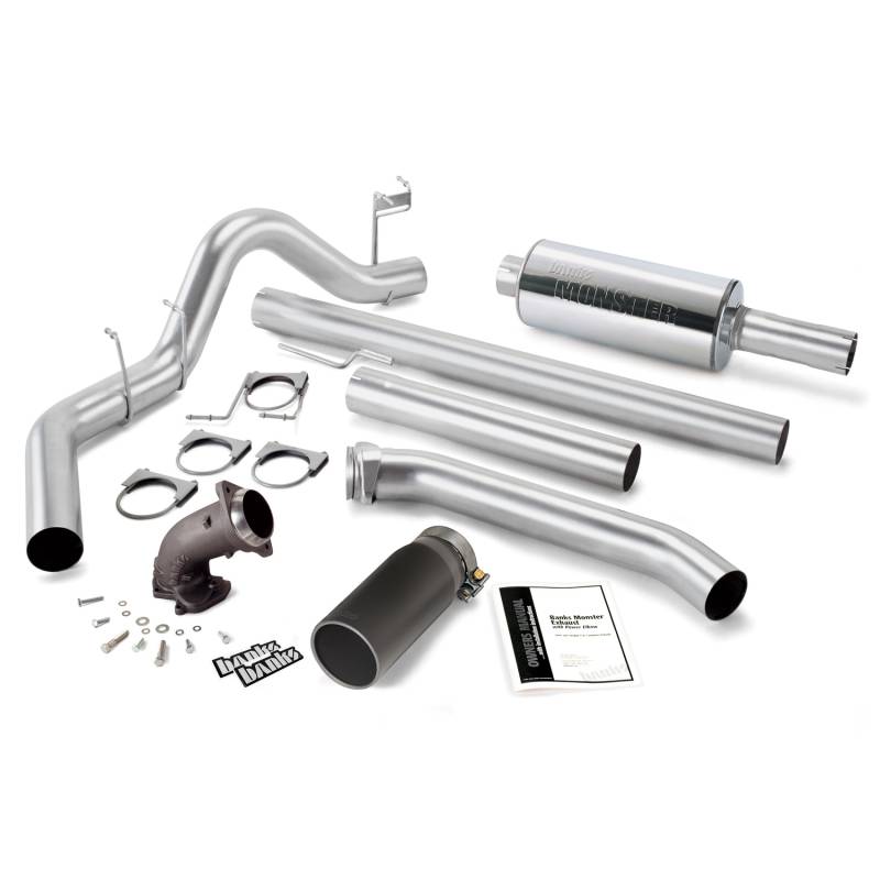 Banks Power - Monster Exhaust System W/Power Elbow Single Exit Black Round Tip 98-02 Dodge 5.9L Standard Cab Banks Power