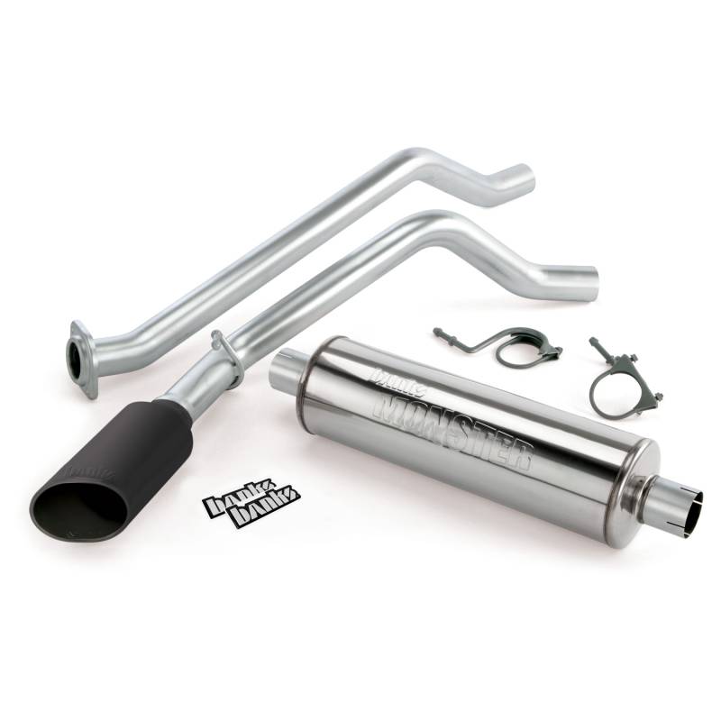 Banks Power - Monster Exhaust System Single Exit Black Ob Round Tip 09 Chevy 5.3 CCSB-ECSB FFV Flex-Fuel Vehicle Banks Power