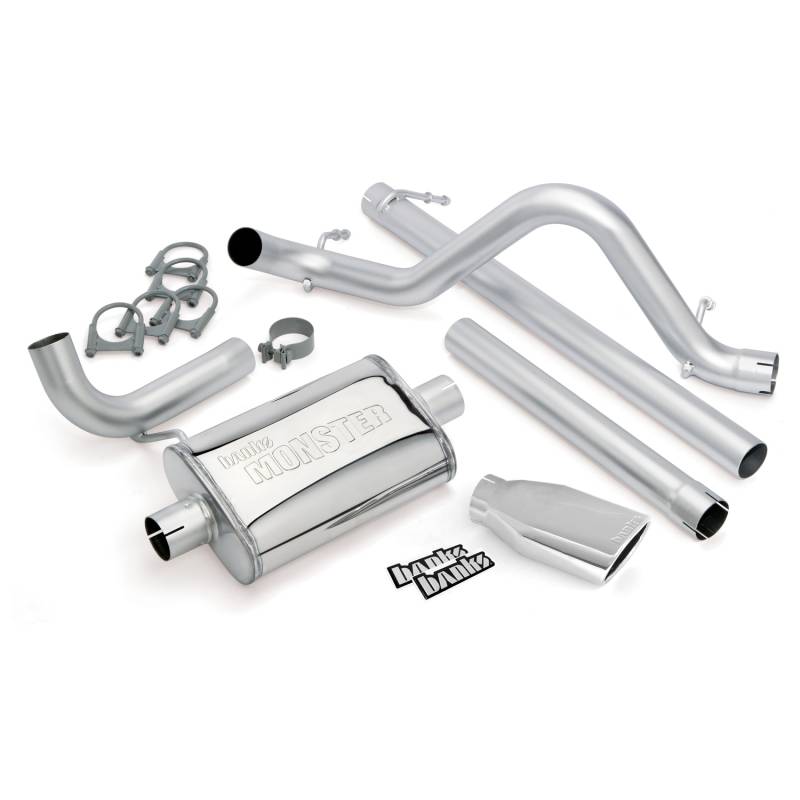 Banks Power - Monster Exhaust System Single Exit Chrome Ob Round Tip 07-11 Jeep 3.8L Wrangler Unlimited 4 Door Banks Power