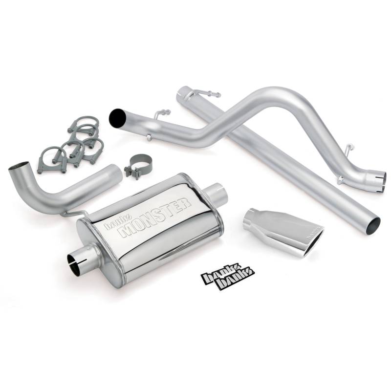 Banks Power - Monster Exhaust System Single Exit Chrome Ob Round Tip 07-11 Jeep 3.8L Wrangler 2 Door Banks Power