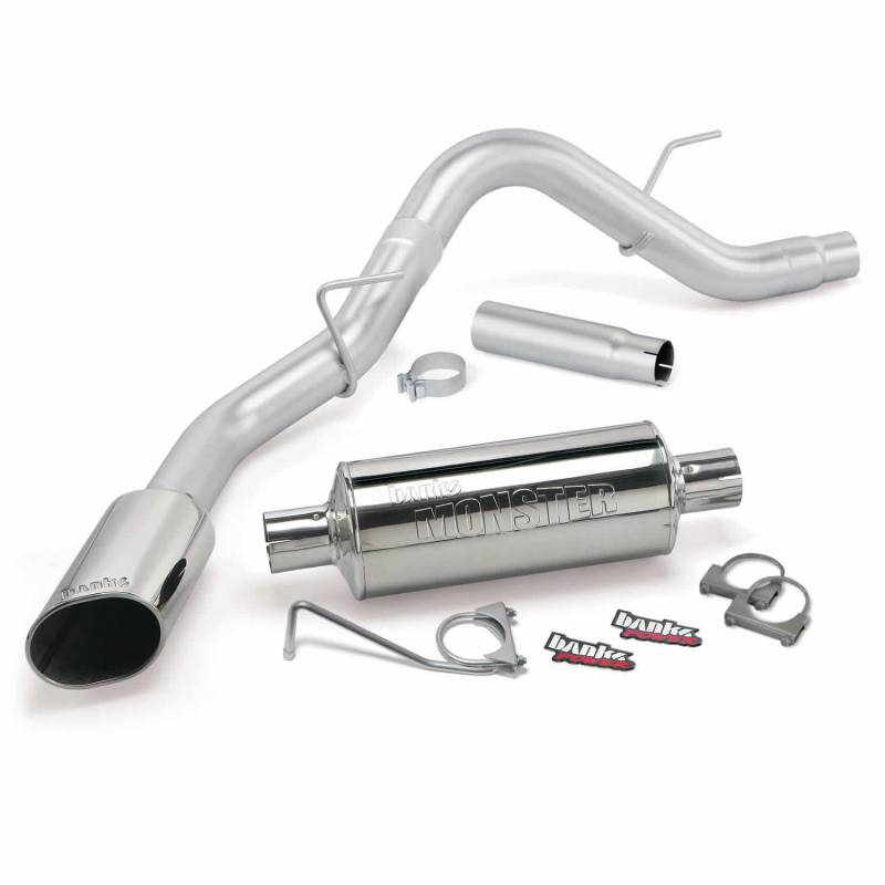 Banks Power - Monster Exhaust System Single Exit Chrome Ob Round Tip 15-19 F-150 2.7/3.5L EcoBoost 5.0L ECMB CCSB/MB Banks Power