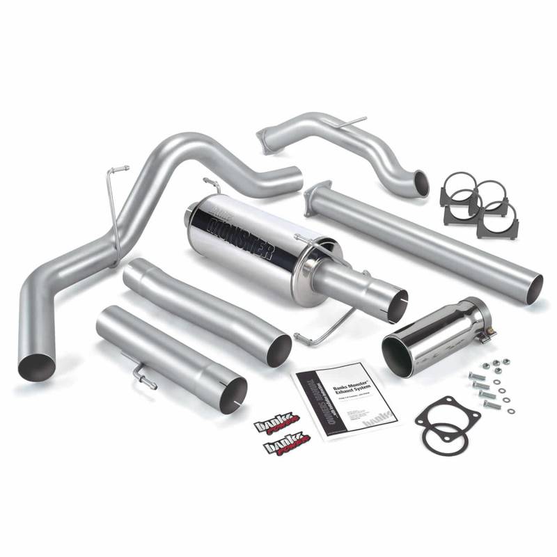Banks Power - Monster Exhaust System Single Exit Chrome Round Tip 03-04 Dodge 5.9L CCLB No Catalytic Converter Banks Power