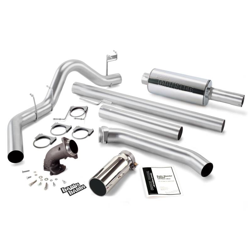 Banks Power - Monster Exhaust System W/Power Elbow Single Exit Chrome Round Tip 98-02 Dodge 5.9L Extended Bed Banks Power