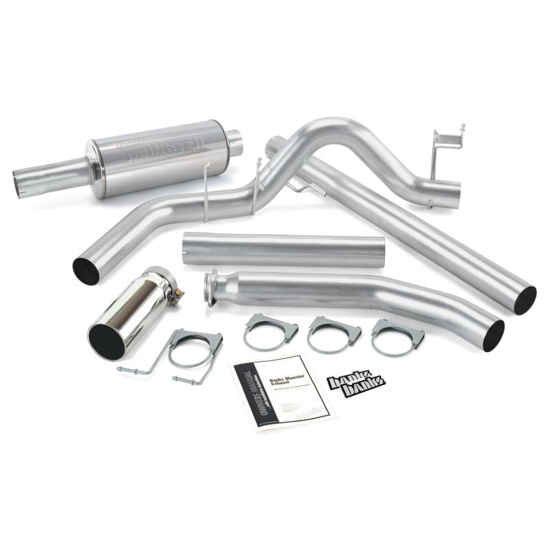 Banks Power - Monster Exhaust System Single Exit Chrome Round Tip 98-02 Dodge 5.9L Extended Cab Banks Power
