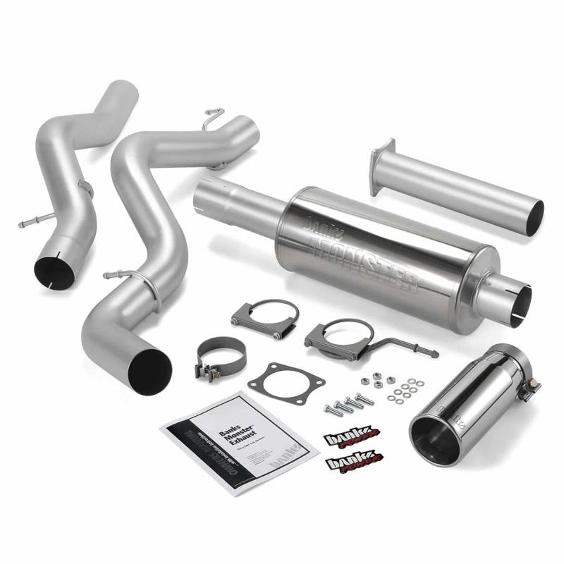 Banks Power - Monster Exhaust System Single Exit Chrome Round Tip 02-05 Chevy 6.6L EC/CCLB Banks Power