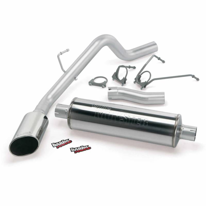 Banks Power - Monster Exhaust System Single Exit Chrome Ob Round Tip 02-03 Dodge 4.7L 1500 CCSB Banks Power