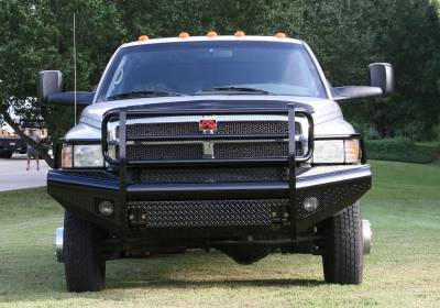 Bumpers & Components - Bumpers - Fab Fours - 1994-2002 Dodge 2500 & 3500 Pickup Fab Fours Black Steel Front Ranch Bumper DR94-S1560-1