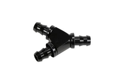 Fleece Performance - 1/2 Inch Black Anodized Aluminum Y Barbed Fitting (For -8 Pushlock Hose) Fleece Performance - FPE-FIT-Y08-BLK - Image 1