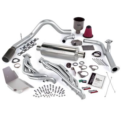 PowerPack Bundle W/AutoMind ModuleSingle Exit Exhaust Black Tip 99-04 Ford 6.8 Truck EGR Late Catalytic Converter Banks Power