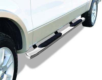 Go Rhino 415 Side Steps w Brackets Kit - Stainless - Welded End Caps - Double Cab Only 67415PS