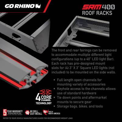 Go Rhino - Go Rhino SRM400 68" Fabricated Customizable Steel Basket Roof Rack 5934068T - Image 8