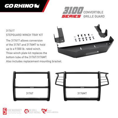 Go Rhino - Go Rhino 3100 Series StepGuard Grille Guard with Brush Guards 3176MT - Image 5