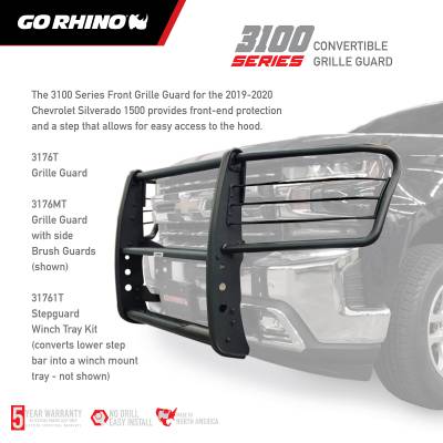 Go Rhino - Go Rhino 3100 Series StepGuard Grille Guard with Brush Guards 3176MT - Image 6