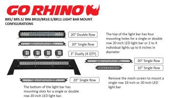 Go Rhino - Go Rhino BR5.5/BR6 Light Mount Bar 26573T - Image 3