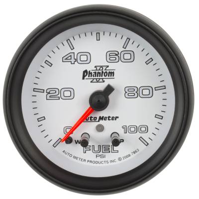 AutoMeter GAUGE, FUEL PRESS, 2 1/16" , 100PSI, STEPPER MOTOR W/ PEAK & WARN, PHANTOM II 7863
