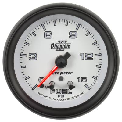 AutoMeter GAUGE, FUEL PRESS, 2 1/16" , 15PSI, STEPPER MOTOR W/ PEAK & WARN, PHANTOM II 7861