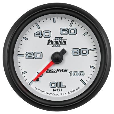 AutoMeter GAUGE, OIL PRESSURE, 2 5/8" , 100PSI, MECHANICAL, PHANTOM II 7821