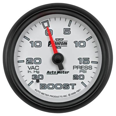 AutoMeter GAUGE, VAC/BOOST, 2 5/8" , 30INHG-20PSI, MECHANICAL, PHANTOM II 7801