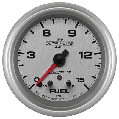 AutoMeter GAUGE, FUEL PRESS, 2 5/8" , 15PSI, STEPPER MOTOR W/ PEAK & WARN, ULTRA-LITE II 7761