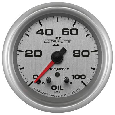 AutoMeter GAUGE, OIL PRESS, 2 5/8" , 100PSI, STEPPER MOTOR W/ PEAK & WARN, ULTRA-LITE II 7753
