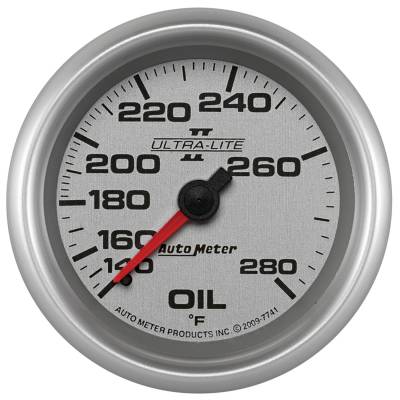 AutoMeter GAUGE, OIL TEMP, 2 5/8" , 140-280 Degrees F, MECHANICAL, ULTRA-LITE II 7741