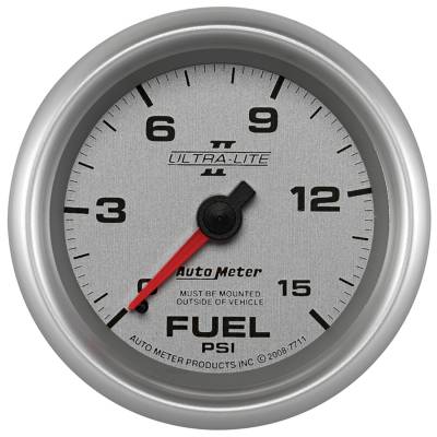 AutoMeter GAUGE, FUEL PRESSURE, 2 5/8" , 15PSI, MECHANICAL, ULTRA-LITE II 7711