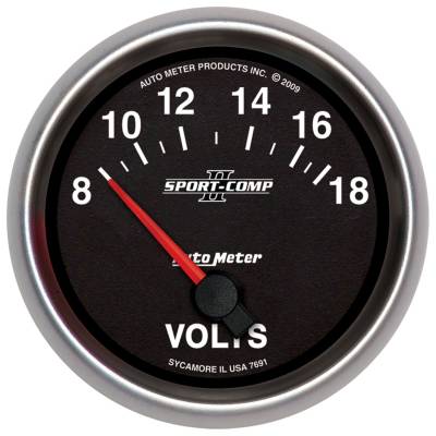 AutoMeter GAUGE, VOLTMETER, 2 5/8" , 18V, ELECTRIC, SPORT-COMP II 7691