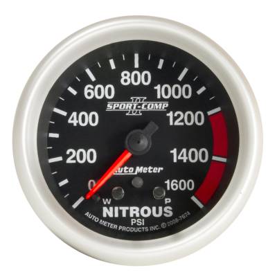 AutoMeter GAUGE, NITROUS PRESS, 2 5/8" , 1600PSI, STEPPER MOTOR W/ PK & WRN, SPORT-COMP II 7674