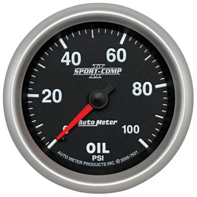 AutoMeter GAUGE, OIL PRESSURE, 2 5/8" , 100PSI, MECHANICAL, SPORT-COMP II 7621