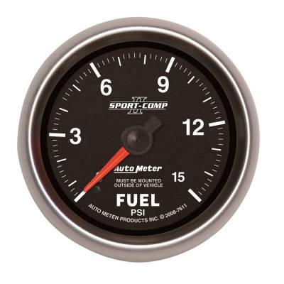 AutoMeter GAUGE, FUEL PRESSURE, 2 5/8" , 15PSI, MECHANICAL, SPORT-COMP II 7611