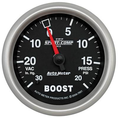 AutoMeter GAUGE, VAC/BOOST, 2 5/8" , 30INHG-20PSI, MECHANICAL, SPORT-COMP II 7601