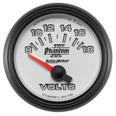 AutoMeter GAUGE, VOLTMETER, 2 1/16" , 18V, ELECTRIC, PHANTOM II 7592