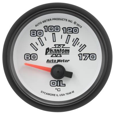AutoMeter GAUGE, OIL TEMP, 2 1/16" , 60-170 Degrees F, ELECTRIC, PHANTOM II 7548-M