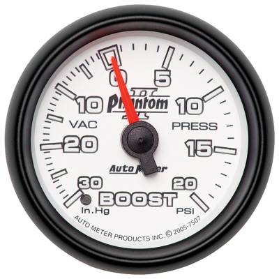 AutoMeter GAUGE, VAC/BOOST, 2 1/16" , 30INHG-20PSI, MECHANICAL, PHANTOM II 7507